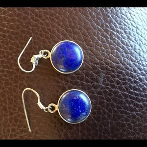 Earrings Native American made Sterling Lapis.  Vintage unworn
